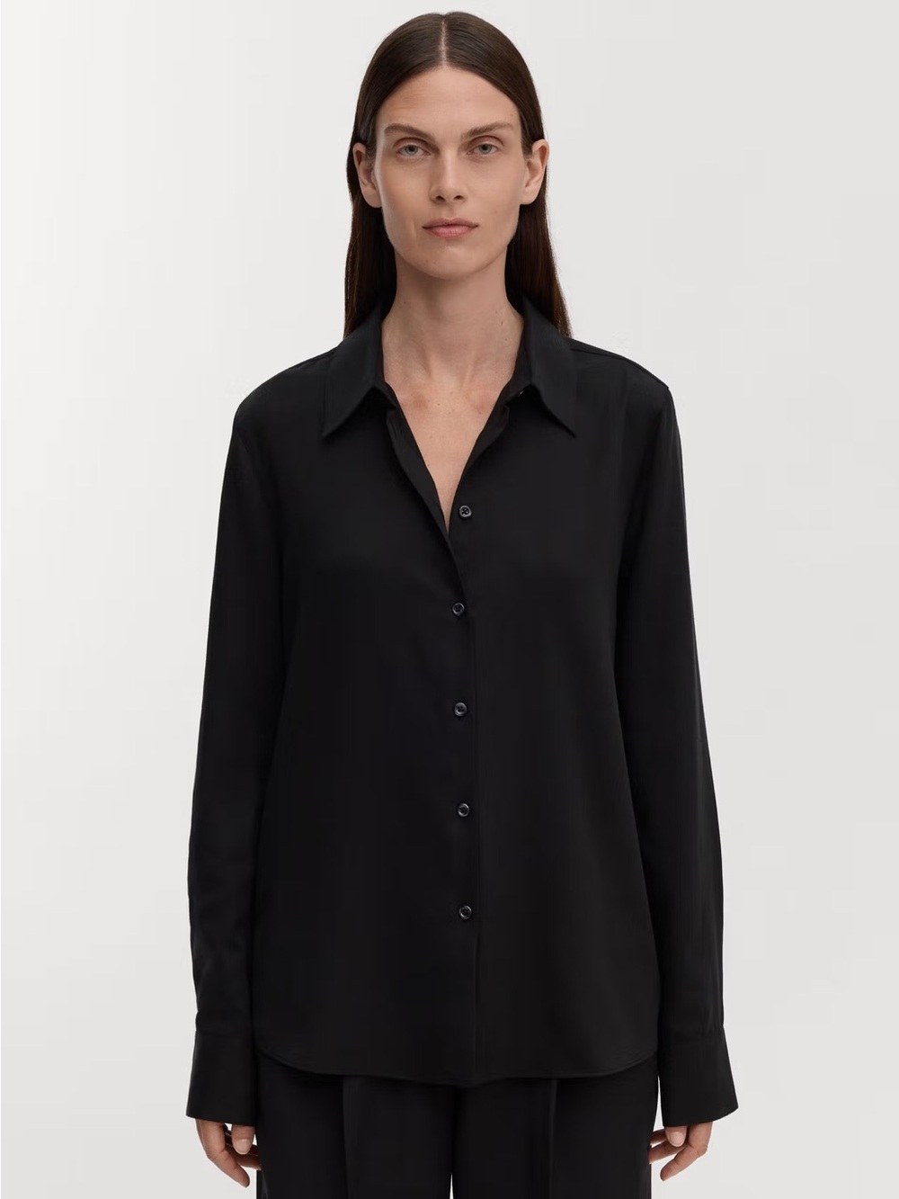 Lyocell Black Button-Down Shirt
